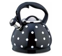 Bouilloire à thé sifflante à pois - Bouilloire à thé en acier inoxydable 304 avec poignée froide au toucher for cuisinières à gaz et à induction(Black)