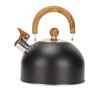 Bouilloire à thé sifflante en acier inoxydable de 2,5 L, bouilloire antirouille avec poignée ergonomique en bois, théière sifflante de grande capacité pour une utilisation sur plaq