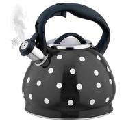 Bouilloire à thé sifflante pour cuisinière, bouilloire à thé en acier inoxydable de 3, 2 litres, théière pois avec poignée ergonomique Cool Touch, noire, utilisation estivale