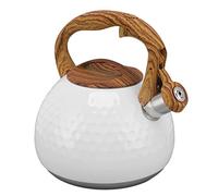 Bouilloire à thé sifflante Théière en acier inoxydable de 3 litres Grande capacité avec sifflet fort pour cuisinières à induction à gaz électriques Durable Résistant à la rouille (Blanc pur)