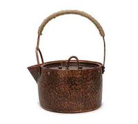 Bouilloire à thé traditionnelle en cuivre massif avec poignée en bois, théière vintage en laiton pour brassage