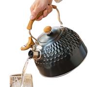 Bouilloire à thé vintage en acier inoxydable d'une capacité de 2,5 litres | Avec sifflet pour la cuisine, jardin, terrasse, prairie, fête, maison, résidence, pique-nique, camping