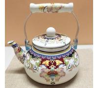 Bouilloire à thé vintage en émail avec poignée froide pour cuisinière de cuisine - Motif floral - En porcelaine émaillée