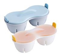 Bouilloire à œufs pour micro-ondes - Fabrication d'œufs pochés 2 cavités antiadhésive avec couvercle | Cuiseur petit-déjeuner résistant à la chaleur pour des repas rapides et simples | Accessoire de
