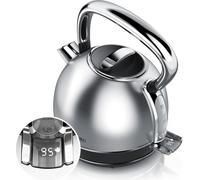 Bouilloire Arendo avec réglage de la température, 1,7 l, 2200 W, acier inoxydable Retro Style Vintage, protection contre la surchauffe & la cuisson à sec, noir
