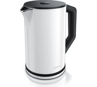 Bouilloire Arendo avec réglage de la température 40 - 100 °C, acier inoxydable, écran LED, 1,5L, 2200W, design double paroi, sans BPA, blanc