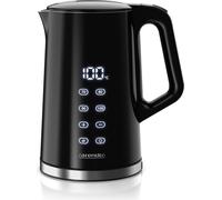 Bouilloire Arendo avec réglage de la température 40°- 100°C avec indicateur, acier inoxydable, double paroi, 1,7 l, 2200 W, théière avec indicateur de température, protection contre la surchauffe, fon