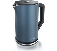 Bouilloire Arendo avec réglage de la température de 40 à 100 °C, acier inoxydable, écran LED, 1,5L, 2200W, design double paroi, sans BPA, bleu mat