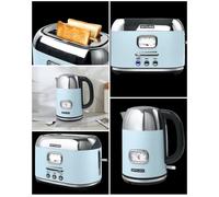 Bouilloire Bleu pastel Rétro Vintage 2200W + GRILLE-PAIN RETRO VINTAGE bleu DESIGN 2 TRANCHES 1000W COULEUR Bleu pastel