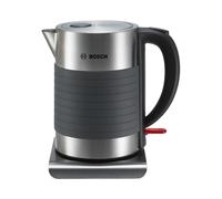 Bouilloire Bosch TWK7S05 1.7L 2200W Noir/Gris - Arrêt Surchauffe, Filtre Démontable, Base 360°, Acier Inoxydable, 220-240V