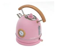 Bouilloire Caprizze Nara 2200 W en acier inoxydable avec thermomètre intégré, capacité 1,8 l, rose mat et effet bois