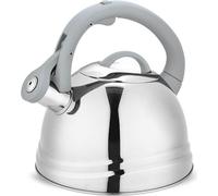 Bouilloire classique 2,5L avec couvercle et sifflet pour cuisinière à induction électrique et à gaz, plaque en acier inoxydable, argent