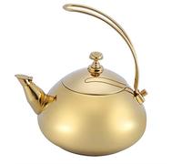 Bouilloire classique en acier inoxydable de 1,5 L, compatible avec les cuisinières à induction, chauffe-eau rapide dotée d’un manche amovible et d’une passoire en acier inoxydable (Or)