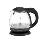 Techwood Bouilloire Électrique TB-1086V 1L Verre Noir Base Sans Fil 360° Résistance Inox Cachée 1650W Arrêt Automatique