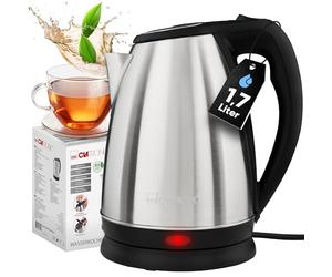 Bouilloire Clatronic | Acier inoxydable | 1,7 litre | Sans BPA | 2200 watts | Bouilloire en acier inoxydable | Enrouleur de câble | Boîtier en acier inoxydable | WKS 3830