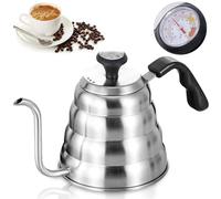 Bouilloire col de cygne 1200 ml en acier inoxydable avec thermomètre pour tous les types de cuisinières, durable et facile à nettoyer