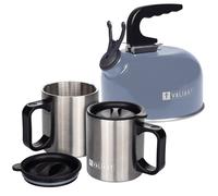 Bouilloire de camping bleue portable Valiant avec tasses | isolée | légère