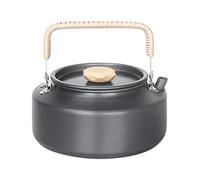 Bouilloire de camping en plein air - Chaudière à eau portable en d'aluminium, théière à poignée en silicone anti-brûlure, bouilloire de camp grise légère pour la randonnée, la survie, les piqu