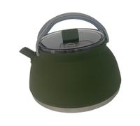 Bouilloire de camping pliable de 1,5 l pour réunions de famille, randonnée, trekking, vert foncé, 18,2 x 10,5 cm