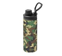 Bouilloire de sport isotherme à double paroi pour boissons chaudes et froides - 532 ml - Vert camouflage militaire