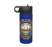 Bouilloire de sport isotherme en acier inoxydable avec couvercle Motif drapeau de l'État du New Hampshire 532 ml