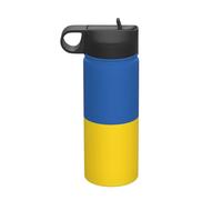 Bouilloire de sport isotherme en acier inoxydable avec couvercle Motif drapeau de l'Ukraine Impression 532 ml