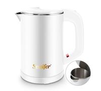 Bouilloire de Voyage 0,6L en Acier Inoxydable - Sans Fil, Double Paroi, Coque Plastique, 800W - Théière Camping, Évite les Brûlures, Chauffage Silencieux, Économie d'Énergie