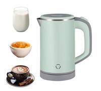 Bouilloire de Voyage Petite,800 ml Petite Bouilloire électrique,5 Minutes d'ébullition Rapide,600W,Base avec fonction de rangement du cordon d'alimentation,Bouilloire à thé en acier Inoxydable (Vert)