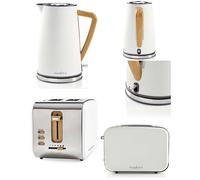 Bouilloire - Design Soft Touch - 1,7L - 2200W - Blanc - Grille Pain 900W - 2 Emplacements