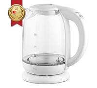 eldom C510 Bouilloire électrique en verre, contrôle de température (40°C - 100°C) | Capacité 1,7 | Fonction Garder au chaud | Puissance 2000W et éclairage LED | Base 360° | Blanc (blanc)