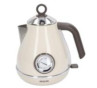 Bouilloire électrique 1,7 L, Bouilloire à Thé à ébullition Rapide avec Grande Jauge de Température, Bouilloire électrique en Acier Inoxydable avec Peinture Rétro, Arrêt (Blanc)