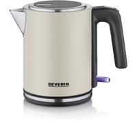 Severin Bouilloire compacte électrique 1 L, Filtre anticalcaire amovible, Ouverture XXL, Ébullition rapide Base à 360°, Niveau d’Eau Visible, inox, Beige, 2400 W, WK 9577
