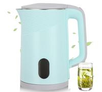Bouilloire électrique 2,3 l, 1500 W, à chauffage rapide, bouilloire de voyage, bouilloire électrique, portable, en acier inoxydable, pour le camping, le thé et le café (bleu)