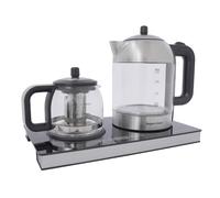 Bouilloire électrique 2 l + 1 l, deux brûleurs, avec panneau de contrôle tactile, bouilloire en verre, 1500 W, bouilloire à thé, multifonction, pour différentes boissons, café, thé