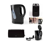 Bouilloire électrique 2200W Noir sans fil 1,7L + GRILLE-PAIN NOIR DESIGN large fente 900W