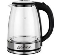 Bouilloire Électrique 2L 1500W en Verre Borosilicate, Arrêt Automatique,