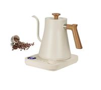 Bouilloire électrique à col de cygne de 0,9 L, contrôle intelligent de la température, intérieur en acier inoxydable, for verser du café, infuser du thé et faire bouillir de l'eau.(White)