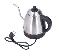 Bouilloire électrique à col de cygne, poignée antidérapante de bouilloire électrique en acier inoxydable de 1,2 L avec base chauffante, conception anti-fuite prise UE 220 V - Argent