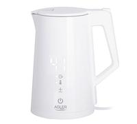 Bouilloire électrique Adler AD 1345W Blanche avec affichage LED et régulation de température 1,7 L STRIX