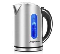 Bouilloire électrique Aigostar King - 1.7L, 2200W, acier inoxydable poli, sans BPA, illumination LED bleue
