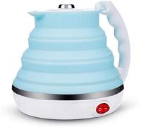 Bouilloire électrique améliorée en silicone alimentaire de qualité supérieure, pliable, pour les voyages, avec protection contre la surchauffe, portable, double tension et alimentation sépar