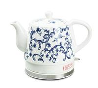 Bouilloire électrique blanche sans fil en céramique, pichet rétro de 1 l, eau rapide de 1000 W pour le thé, le café et la soupe (couleur : B) Safehappy