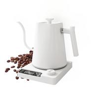 Bouilloire électrique col de cygne 1 L pour café et thé, ébullition rapide, bouilloire 1200 W, chaudière à eau en acier inoxydable, contrôle de la température (white)
