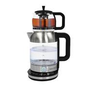 Bouilloire électrique de 2 l, en verre et acier inoxydable, 1800 W, réglage de la température à 5 niveaux, fonction de maintien au chaud, théière de 1 l, sécurité anti-marche à sec, prise UE