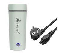 Bouilloire Électrique de Voyage, 350ml, 300W, 304 Acier Inoxydable, Vert | 3-en-1 Mini Thermos, Bouilloire Rapide - Théière - Tasse Chauffante, Arrêt Automatique, pour Bureau Voyage Camping-car