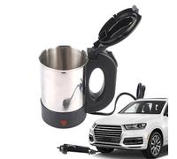 Bouilloire électrique de voyage 500 ml - Chauffe-eau portable en acier inoxydable | Tasse à eau chauffante 12 V/24 V pour voiture, camion, voyage, tasse à café compacte pour une utilisation en déplace
