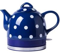 Bouilloire électrique électrique en Céramique sans Fil Bouilloire Théière-Retro 1.0l, 1000w Eau Rapide pour Thé, Café, Soupe, Flocons D’Avoine-Base Amovible, Protecti, Blue