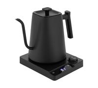 Bouilloire électrique en acier inoxydable avec col de cygne avec réglage de la température et écran LED, Coffee Kettle, 1 l, chauffage rapide 1200 W, noir