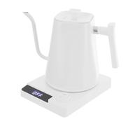 Bouilloire électrique, en acier inoxydable, col de cygne avec réglage de la température et écran LED, Coffee Kettle, 1 l, chauffage rapide 1200 W, blanc