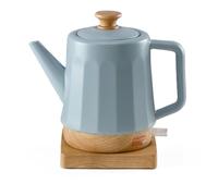 Bouilloire électrique en céramique, 1,5 l, couvercle amovible, gris et bleu, design moderne, harmonie, Teakettle Ceramic 1500 W, gris, couvercle en bois, base rotative, design écologique